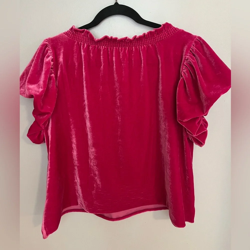 Free People Woman's Terese Velvet Top‎ Pink Velour Size M